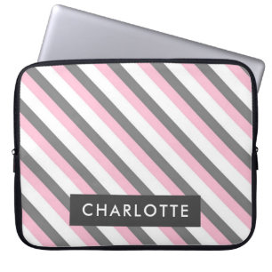Anpassat namn för Cute diagonal rand mönster Laptop Fodral