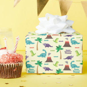 Anpassat namn för Cute Dinosaurs-Barn, födelsedag Presentpapper