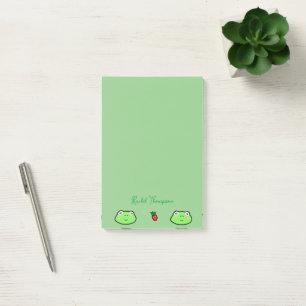 Anpassat namn för cute Frog and Strawberry Cottage Post-it Block