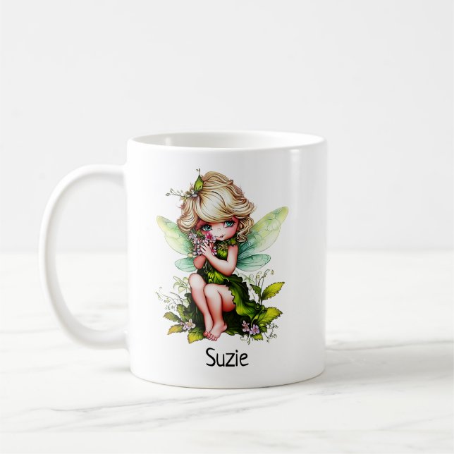 Anpassat namn för Cute Garden Fairy Kaffemugg (Vänster)