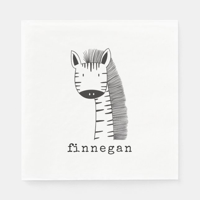 Anpassat namn för Cute Giraffe Simple Line Illustr Pappersservett (Framsidan)