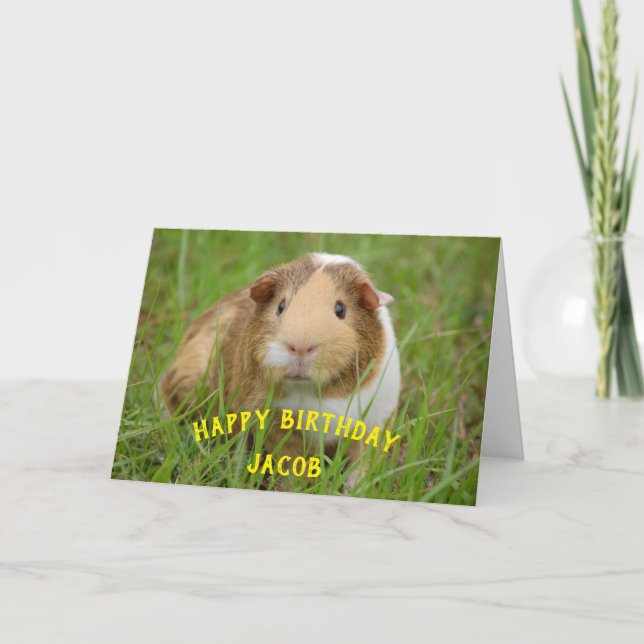 Anpassat namn för Cute Guinea Gris Birthday Gift A Helgkort (Framsida)