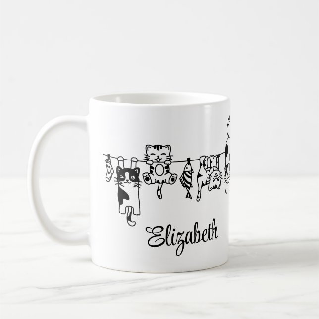 Anpassat namn för Cute Hanging Kittens Kaffemugg (Vänster)