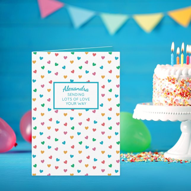 Anpassat namn för Cute Hearearts födelsedag eller  Kort (With its custom text, this cute card is perfect for birthdays or any occasion!)
