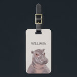 Anpassat namn för Cute Hippo  Bagagebricka<br><div class="desc">Söt hippo-illustration personlig namn-bagagemärke</div>