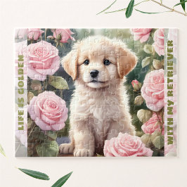 Anpassat namn för Cute Hund Golden Retriever Puppy Pussel
