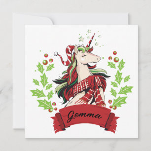 Anpassat namn för Cute Jul Unicorn
