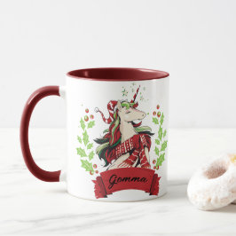 Anpassat namn för Cute Jul Unicorn Mugg