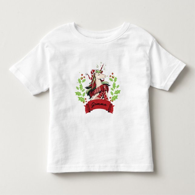 Anpassat namn för Cute Jul Unicorn T Shirt (Framsida)