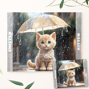 Anpassat namn för Cute Kitten Cat Parbrella Fall R Pussel