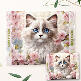 Anpassat namn för Cute Kitten Ragdoll Cat Vår Blom Pussel