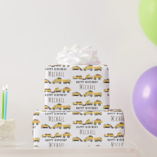 Anpassat namn för Cute Lastbil Construction Lastbi Presentpapper