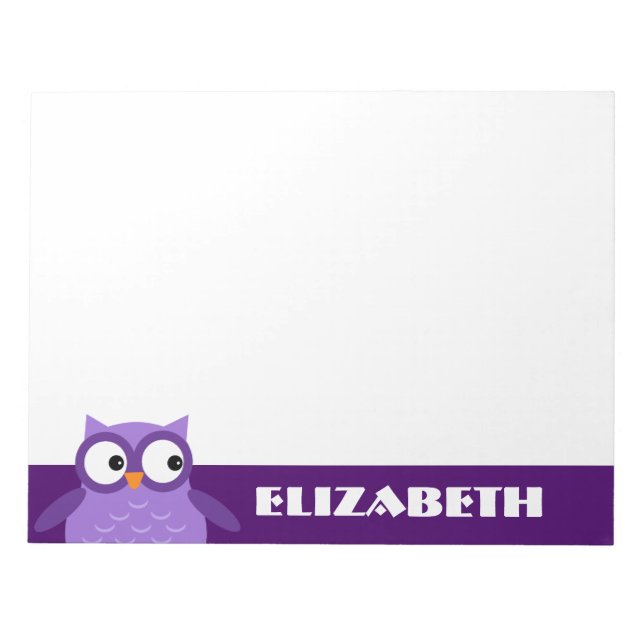 Anpassat namn för Cute Lila Uggla för hennes A19 Anteckningsblock (Framsida)