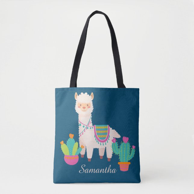 Anpassat namn för Cute Llama Tygkasse (Framsida)