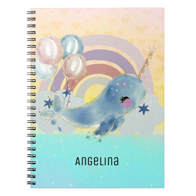 Anpassat namn för Cute Magic Sea Unicorn Anteckningsbok (Framsidan)