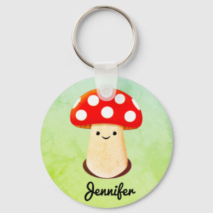 Anpassat namn för Cute Mushroom Teckning Nyckelring