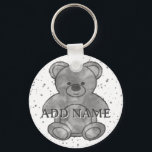 Anpassat namn för Cute Nalle Black White Watercolo Nyckelring<br><div class="desc">Cute baby har vattenfärg. Vit bakgrund. Nyckelkedjor för anpassningsbar. Redigera namn om du vill anpassa. Tanken på björn älskare i alla åldrar.</div>