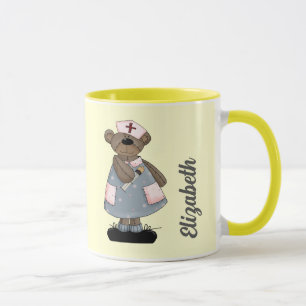 Anpassat namn för Cute Nalle Gift Mugg för sjukskö