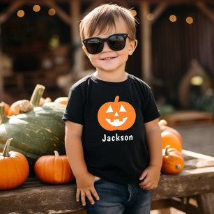 Anpassat namn för Cute Orange Pumpkin Halloween T Shirt