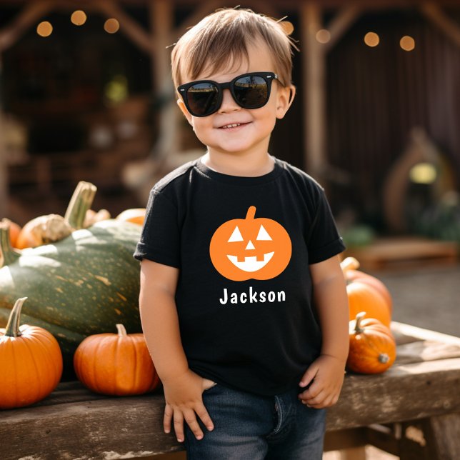 Anpassat namn för Cute Orange Pumpkin Halloween T Shirt (Skapare uppladdad)