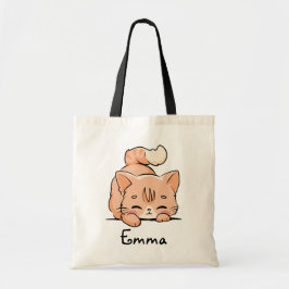 Anpassat namn för Cute Orange Tabby katt Tygkasse