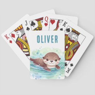 Anpassat namn för Cute Otter Illustration Casinokort