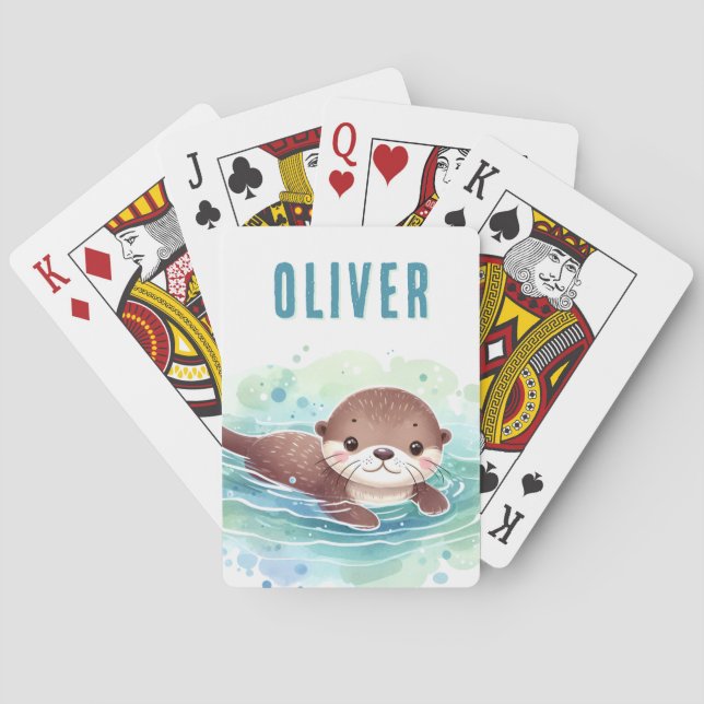 Anpassat namn för Cute Otter Illustration Casinokort (Baksidan)