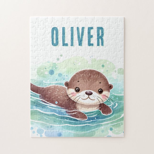 Anpassat namn för Cute Otter Illustration Pussel (Vertikal)