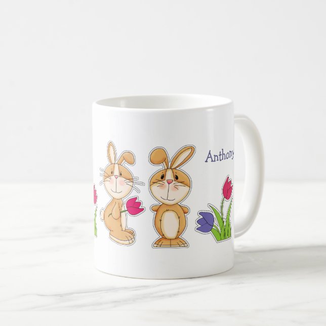 Anpassat namn för Cute Påskhares Påsk Gift Mugg (Framsida höger)