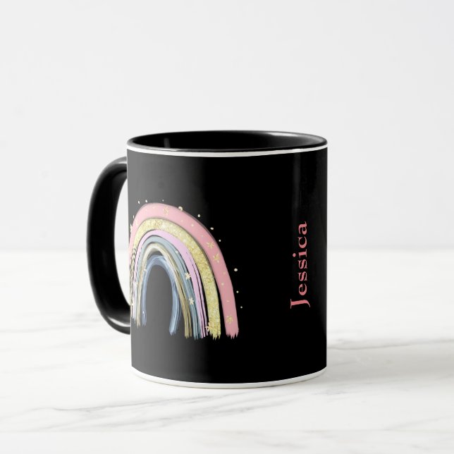 Anpassat namn för Cute Pastel Rainbow Mugg (Framsida vänster)