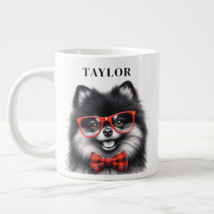 Anpassat namn för Cute Pommern Red Nerd Glasses Jumbo Mugg