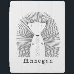 Anpassat namn för Cute Porcupine Simple Line Teckn iPad Skydd<br><div class="desc">Den här söta anpassningsbarna iPad-väskan har en vit linje teckning från ett svin. Anpassa den med ditt namn i en roligt skrivmaskin-typografi. Underbar presentidé!</div>