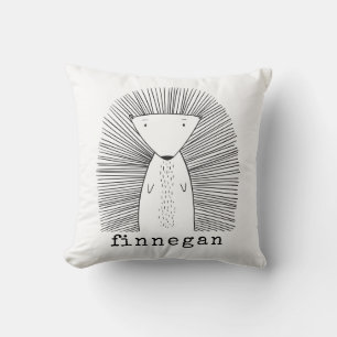 Anpassat namn för Cute Porcupine Simple Line Teckn Kudde
