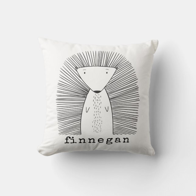 Anpassat namn för Cute Porcupine Simple Line Teckn Kudde (Framsida)