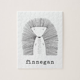 Anpassat namn för Cute Porcupine Simple Line Teckn Pussel