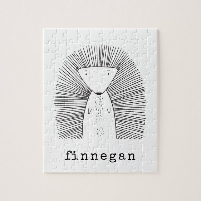 Anpassat namn för Cute Porcupine Simple Line Teckn Pussel (Vertikal)