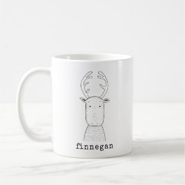 Anpassat namn för Cute Reindeer Simple Line Illust Kaffemugg