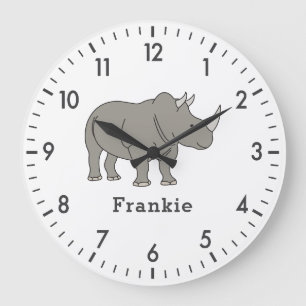 Anpassat namn för Cute Rhino-unika Personliger Stor Klocka
