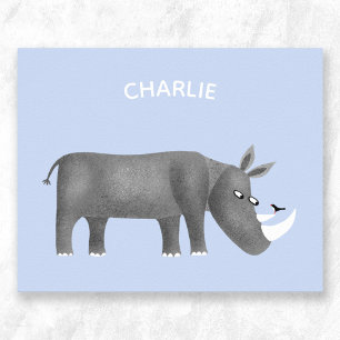 Anpassat namn för Cute Rhinoceros Animal Lover Poster