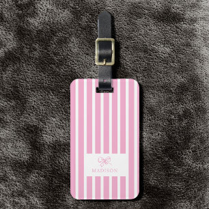 Anpassat namn för Cute Rosa Bow Coquette Preppy Bagagebricka