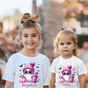Anpassat namn för Cute Rosa Ghost Halloween T Shirt