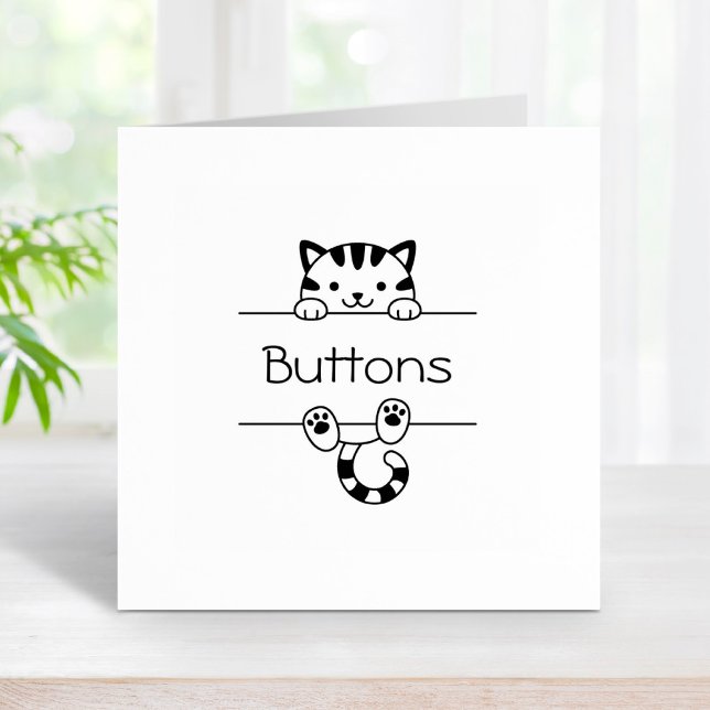 Anpassat namn för Cute Tabby katt Peeking Stämpel (Skapare uppladdad)