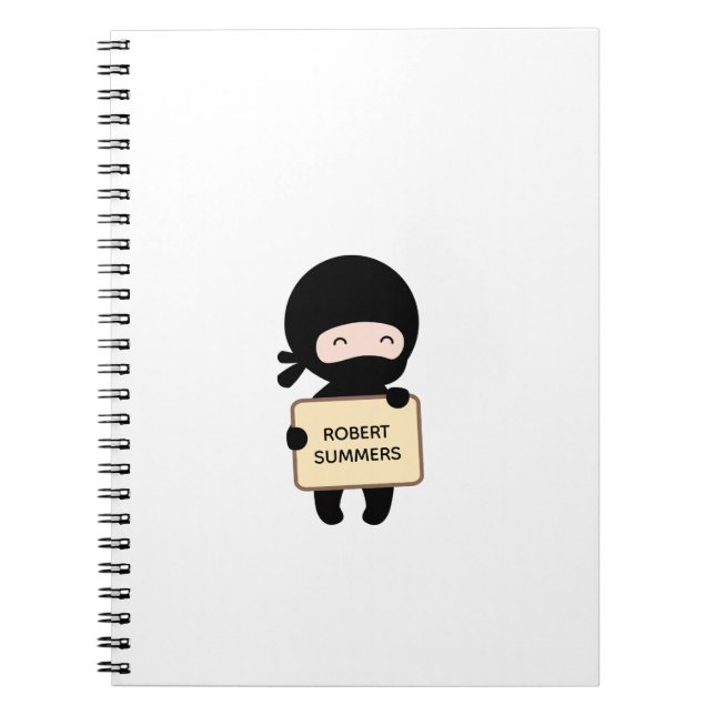 Anpassat namn för Cute Tiny Ninja Holding-tecken Anteckningsbok (Framsidan)