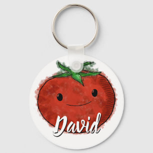 Anpassat namn för Cute Tomato Watercolor Nyckelring