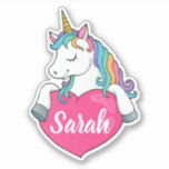 Anpassat namn för Cute Unicorn Klistermärken<br><div class="desc">Cute Unicorn-etikettmärket som du kan anpassa genom att lägga till valfritt Namn!</div>