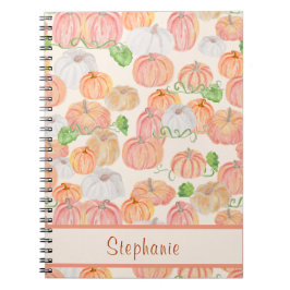 Anpassat namn för Cute Watercolor Pumpkin Patch Anteckningsbok