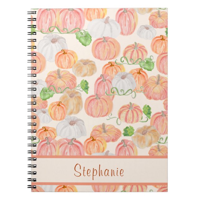 Anpassat namn för Cute Watercolor Pumpkin Patch Anteckningsbok (Framsidan)