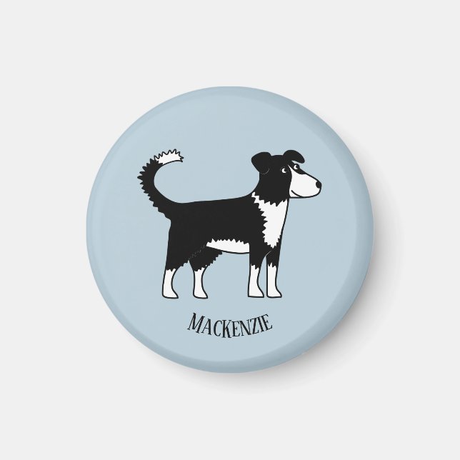Anpassat namn för Cute Welsh Gräns Collie Sheepdog Magnet (Framsidan)