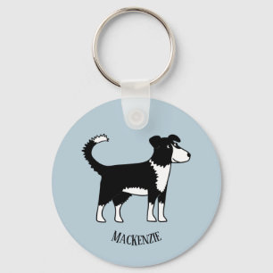 Anpassat namn för Cute Welsh Gräns Collie Sheepdog Nyckelring