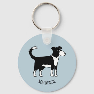 Anpassat namn för Cute Welsh Gräns Collie Sheepdog Nyckelring